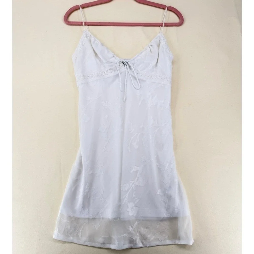 Princess Polly Floral Devore Lace Trim Mini Dress Size 8 White LIKE NEW - Picture 13 of 16